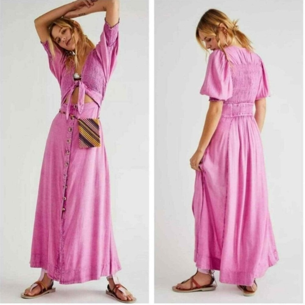 Free People Dress String Of Hearts Maxi Dress Pink XS NWT‎